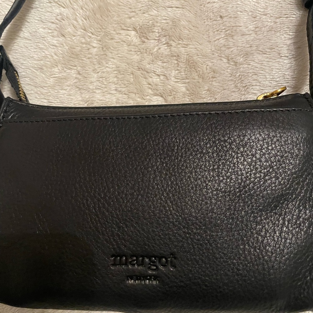 Margot Black Leather with crossbody Strap!! Cute small size !! Brand new